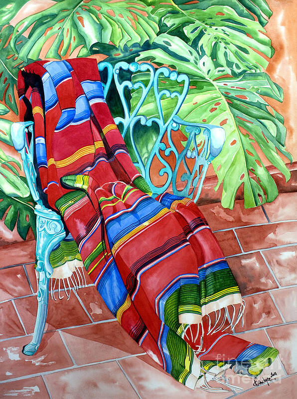 Serape Poster featuring the painting Serape on Wrought Iron Chair I by Kandyce Waltensperger