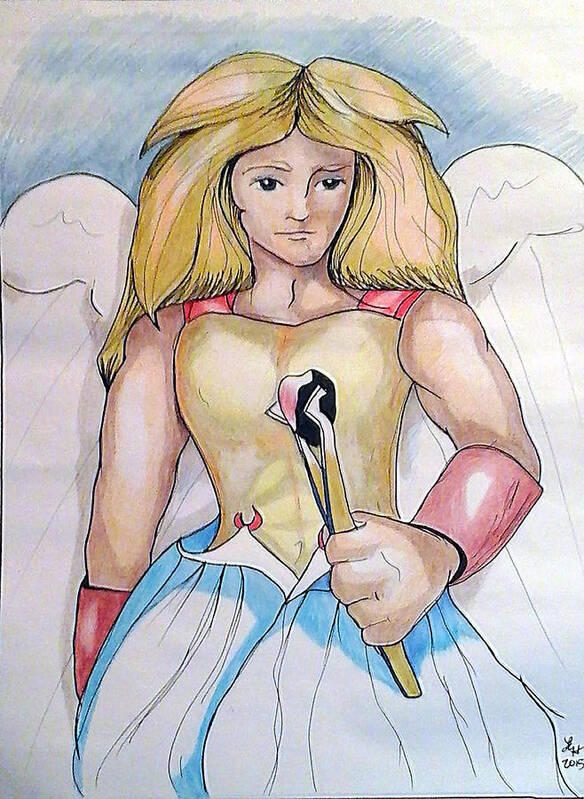 Angel Poster featuring the drawing Seraphim by Loretta Nash