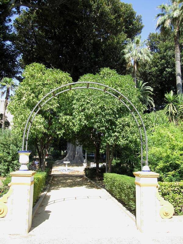 Seville Poster featuring the photograph Seville Garden Pathway II Spain by John Shiron