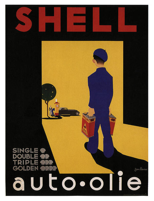 Vintage Poster featuring the mixed media Shell Auto Olie - Vintage Advertising Poster by Studio Grafiikka