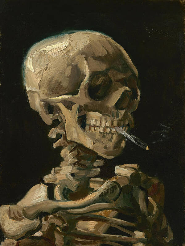 Van Gogh Poster featuring the painting Skull of a Skeleton with Burning Cigarette - Vincent van Gogh by War Is Hell Store