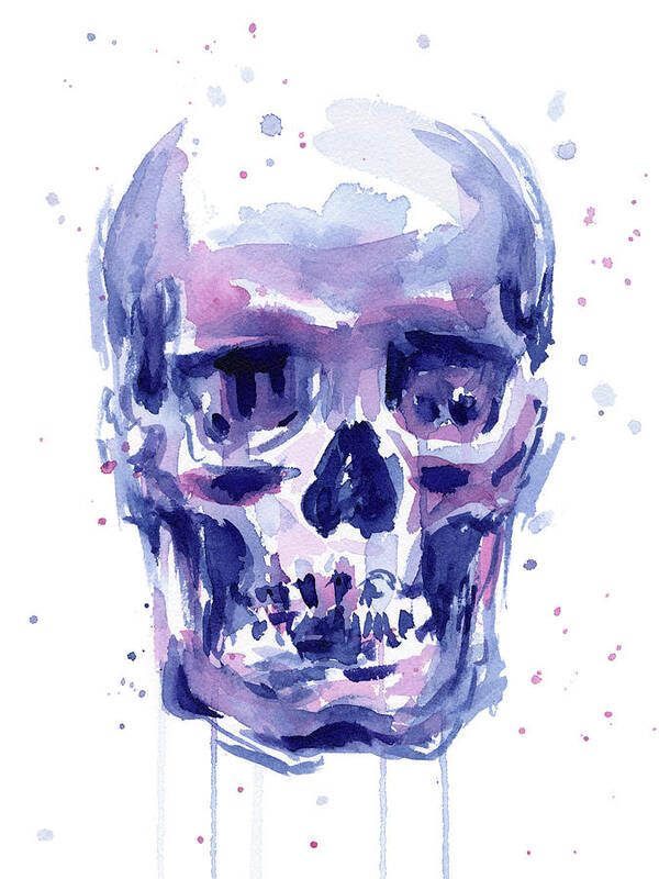 Skull Poster featuring the painting Skull Watercolor by Olga Shvartsur
