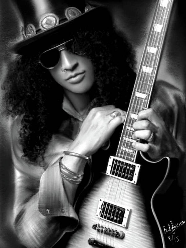 Musician Poster featuring the drawing Slash from Guns N Roses by Becky Herrera