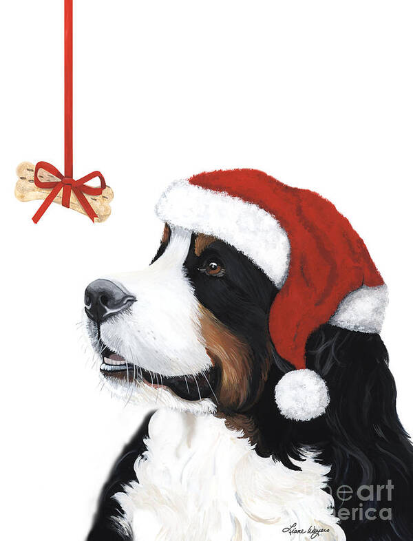 Bernese Mountain Dog Poster featuring the painting Smile its Christmas by Liane Weyers