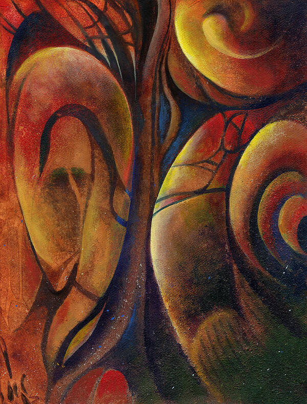 Abstract Poster featuring the painting Snakes and Snails by Andrew King