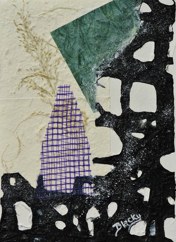 Paper Collage Abstract Poster featuring the mixed media Snow Day by Donna Blackhall
