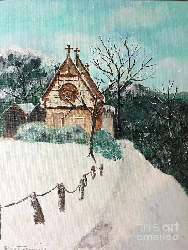 Church Poster featuring the painting Snowy Daze by Denise Tomasura