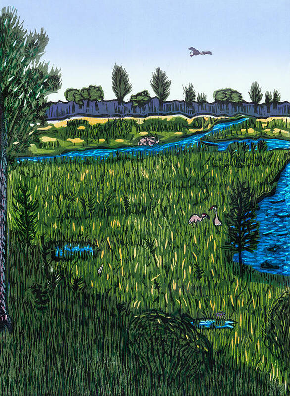 Upper Peninsula Poster featuring the relief SNWR - The Marshes by Ben Bohnsack