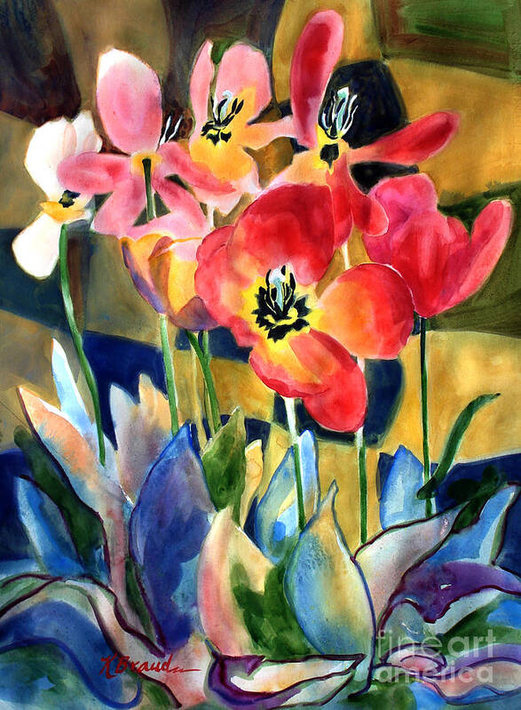 Paintings Poster featuring the painting Soft Quilted Tulips by Kathy Braud
