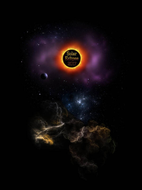 Solar Eclipse Poster featuring the digital art Solar Eclipse 2017 Nebula Bloom by Rolando Burbon