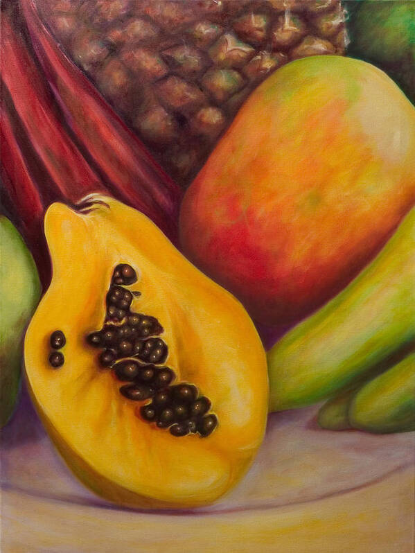 Tropical Fruit Still Life: Mangoes Poster featuring the painting Solo by Shannon Grissom
