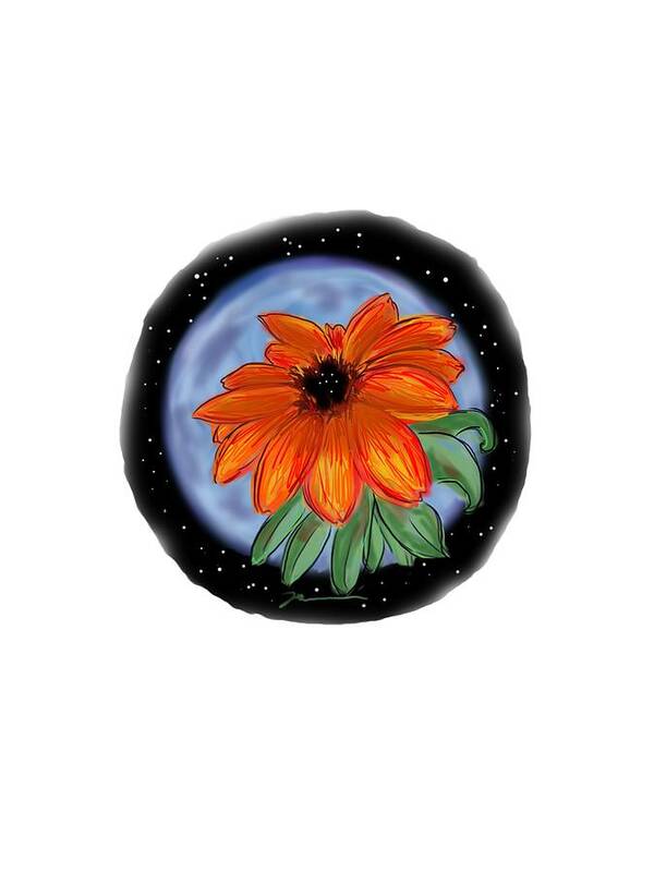 Flower Poster featuring the painting Space Zinnia by Jean Pacheco Ravinski