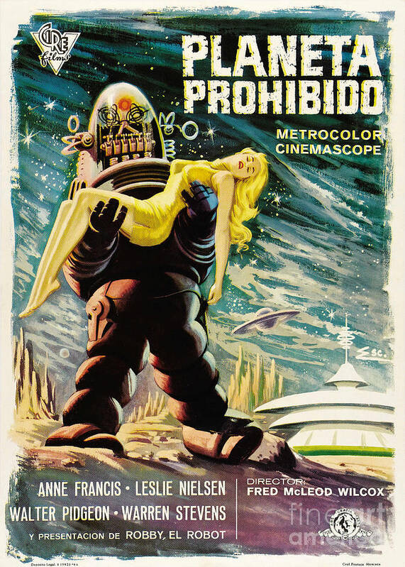 Spanish Version Poster featuring the painting Spanish version of Forbidden Planet in CinemaScope retro classic movie poster by Vintage Collectables
