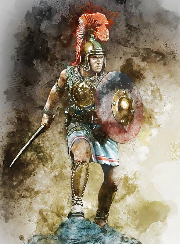 Spartan Warrior Poster featuring the painting Spartan Hoplite - 10 by AM FineArtPrints
