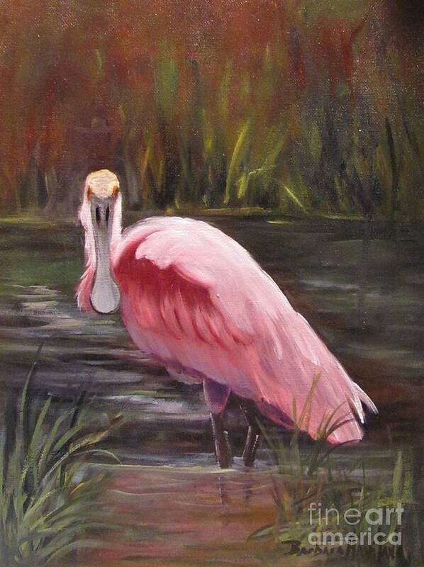 Spoonbill Poster featuring the painting Spoonbill Roseate Bird by Barbara Haviland