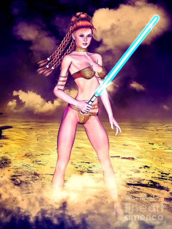 Star Wars Poster featuring the digital art Star Wars Inspired Fantasy Pin-Up Girl by Alicia Hollinger