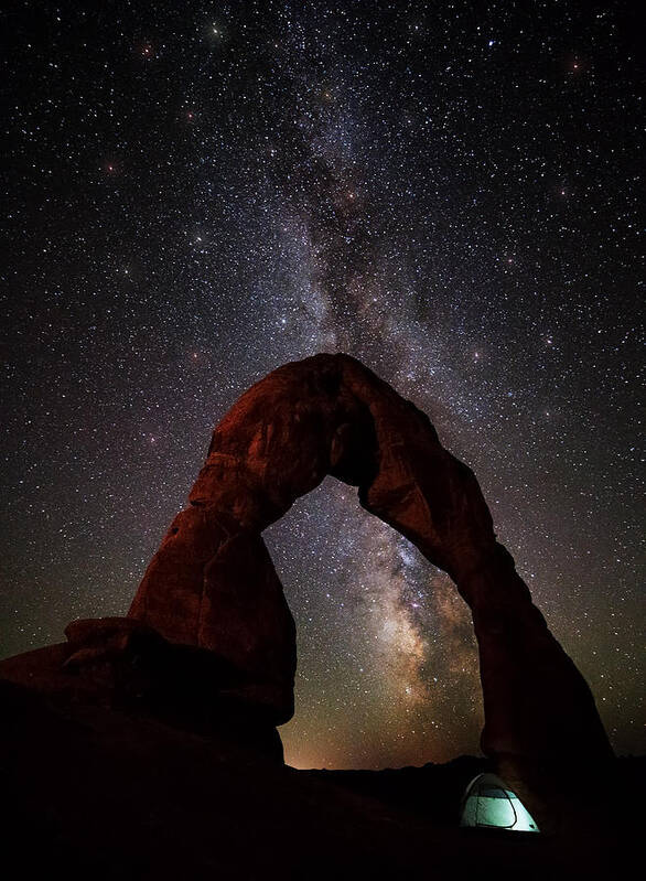 Stars Poster featuring the photograph Starry Night at Delicate Arch by Darren White