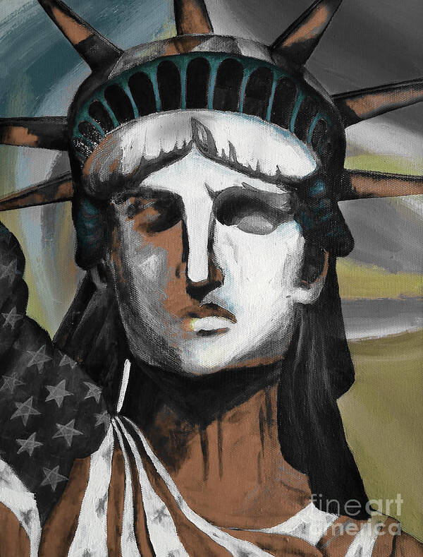 New York Poster featuring the painting statue of liberty KJ78 by Gull G