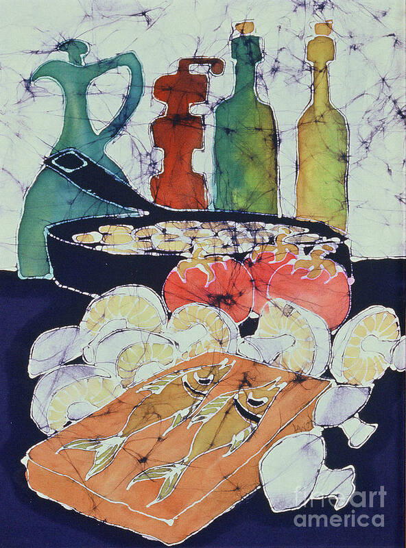 Still Life Poster featuring the tapestry - textile Still Life with Blues by Carol Law Conklin