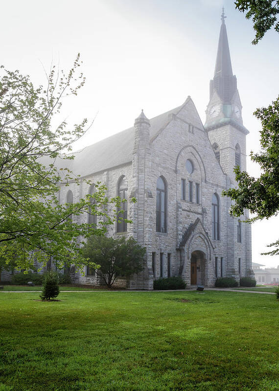 Drury Poster featuring the photograph Stone Chapel in Fog by Allin Sorenson