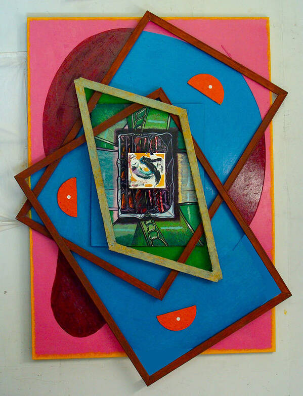 Relief Painting Poster featuring the mixed media Stratified Tryptych by Al Goldfarb