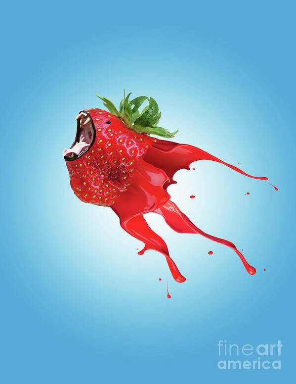 Blue Poster featuring the photograph Strawberry by Juli Scalzi