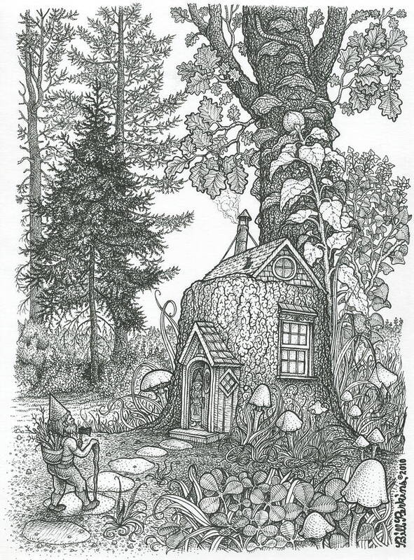 Fairy House Poster featuring the drawing Stumptown Lodgings by Bill Perkins