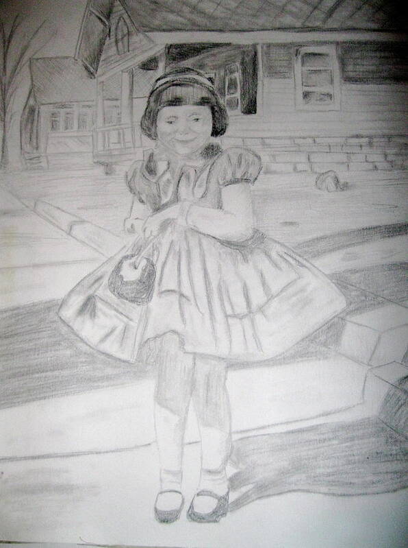 Little Girl Poster featuring the drawing Sunday Best by Rebecca Wood