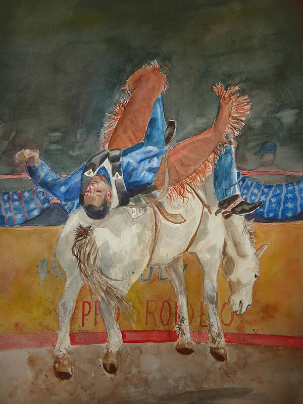 There The Cowboys Goes. Bronco Poster featuring the painting Sunfisher by Charme Curtin
