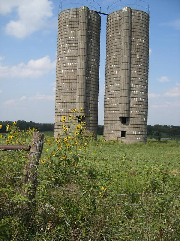 Grain Silos Poster featuring the photograph Sunflower Silos by Lewis Lowell