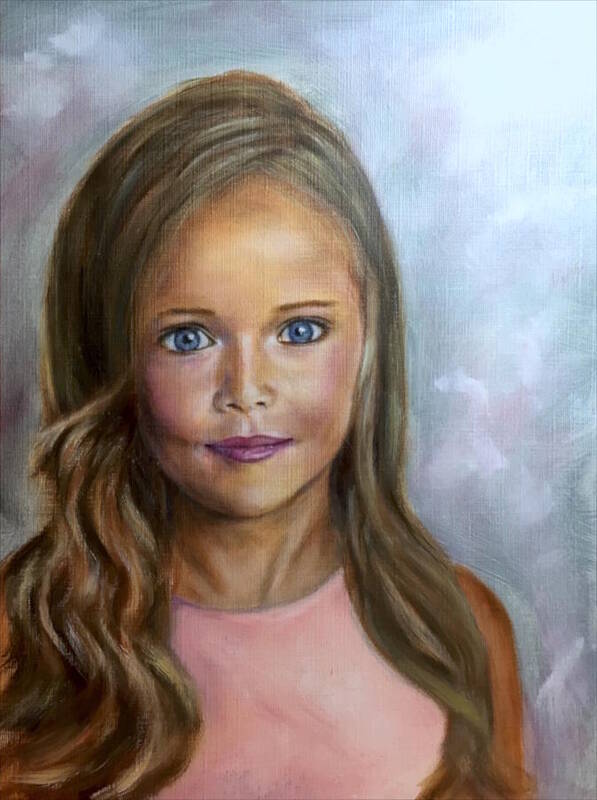 Child Portrait Poster featuring the painting Sunkissed Innocence by Dr Pat Gehr