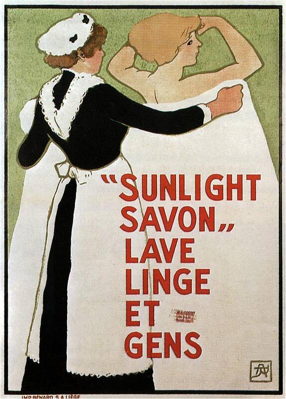 Sunlight Poster featuring the mixed media Sunlight Savon - Washing Soap - Vintage Soap Advertising Poster by Studio Grafiikka
