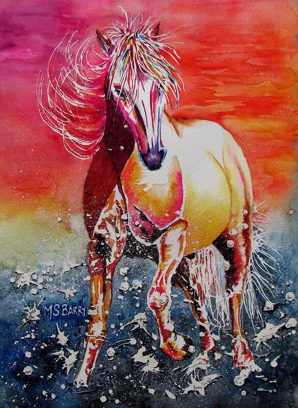 Horse Poster featuring the painting Sunset Horse by Maria Barry