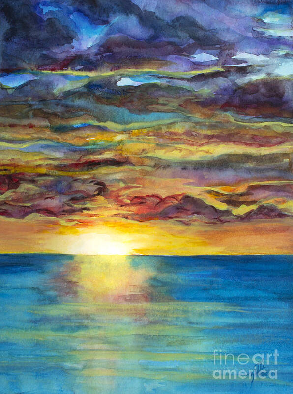 Seascape Poster featuring the painting Sunset II by Suzette Kallen