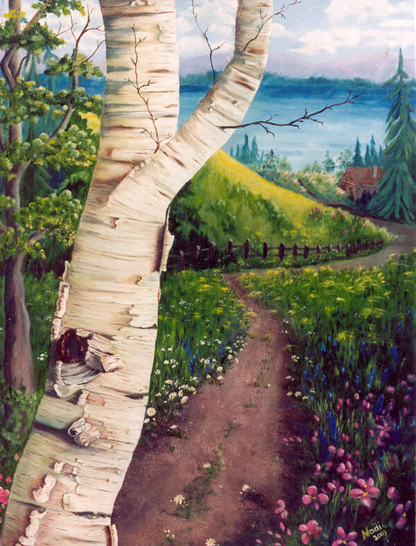 Birch Poster featuring the painting The Birch by Renate Wesley