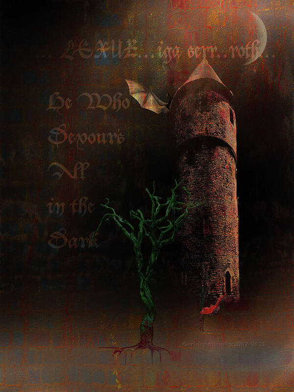 Lovecraft Poster featuring the digital art The Brown Tower by Mimulux Patricia No