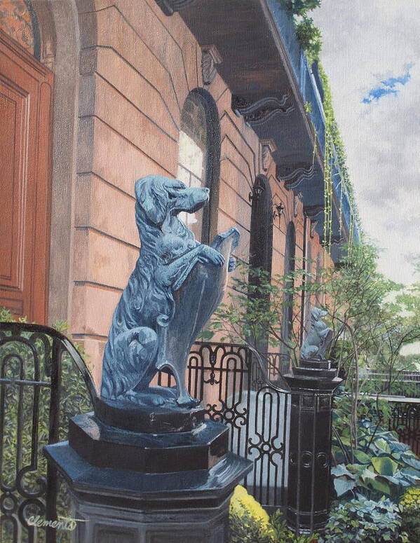New York Poster featuring the painting The dogs on West Tenth Street, New York, NY by Barbara Barber