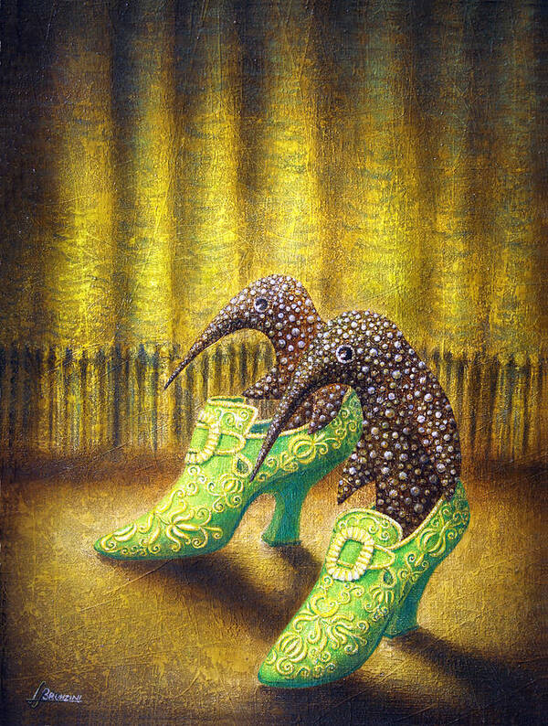 Shoes Poster featuring the painting The Emerald Ships by Lolita Bronzini