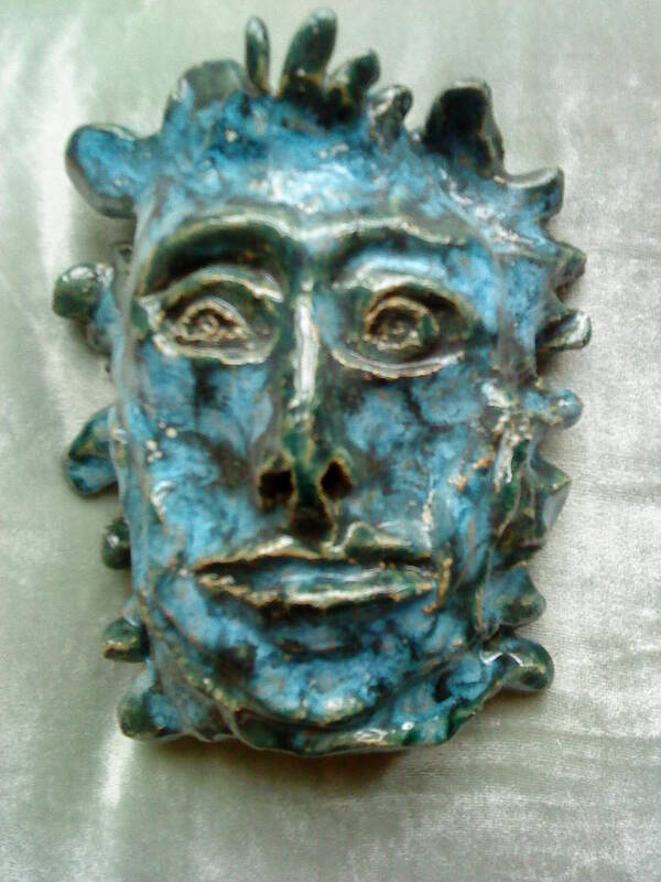 Green Man Poster featuring the ceramic art The Green Man by Paula Maybery