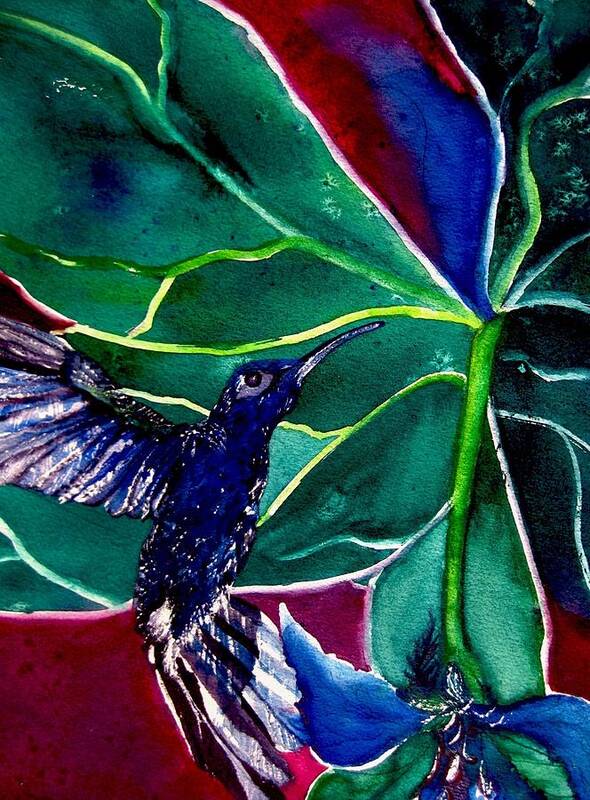 Hummingbird Poster featuring the painting The Hummingbird and the Trillium by Lil Taylor