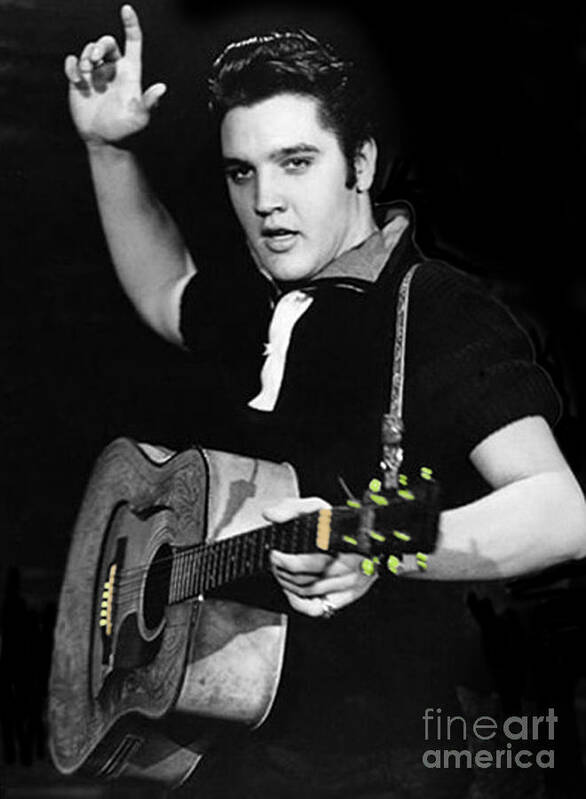 Elvis Poster featuring the photograph The King Rocks On XXI by Al Bourassa