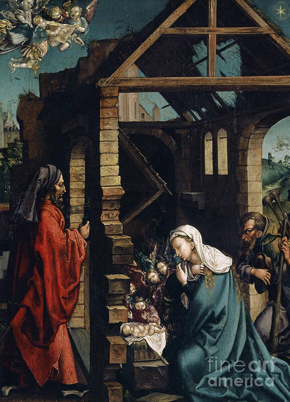 Nativity Poster featuring the painting The Nativity of Christ by Durer by Albrecht Durer