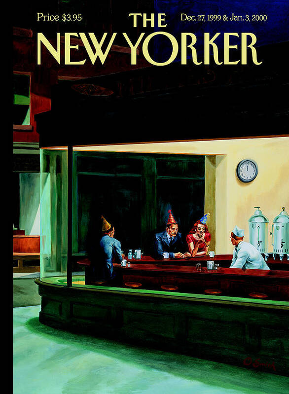 Nighthawks Poster featuring the painting Nighthawks New Year by Owen Smith