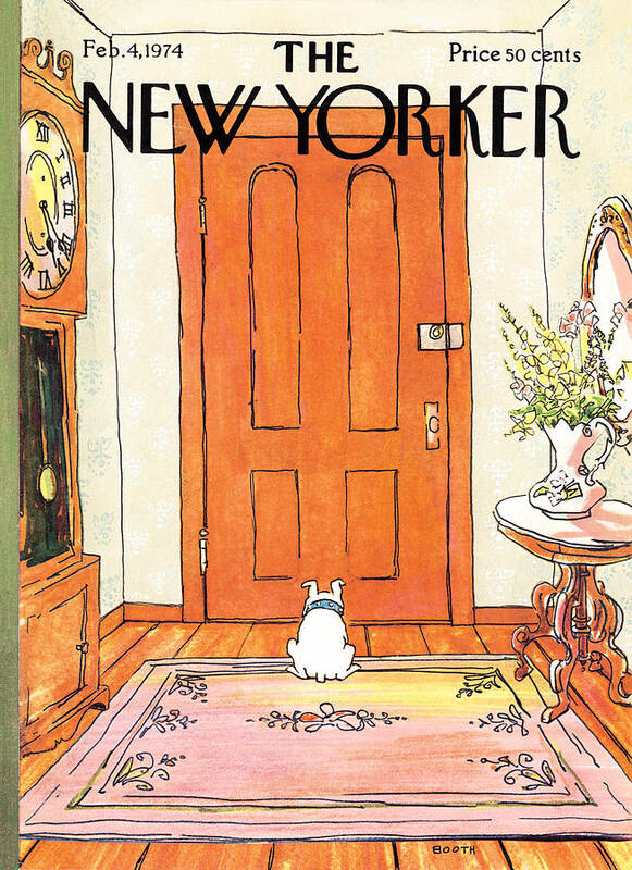 Animal Dog Pet Loyal Impatience Stain Carpet Canine Waiting Master Home Front Door #condenastnewyorkercover Poster featuring the photograph The Long Wait by George Booth