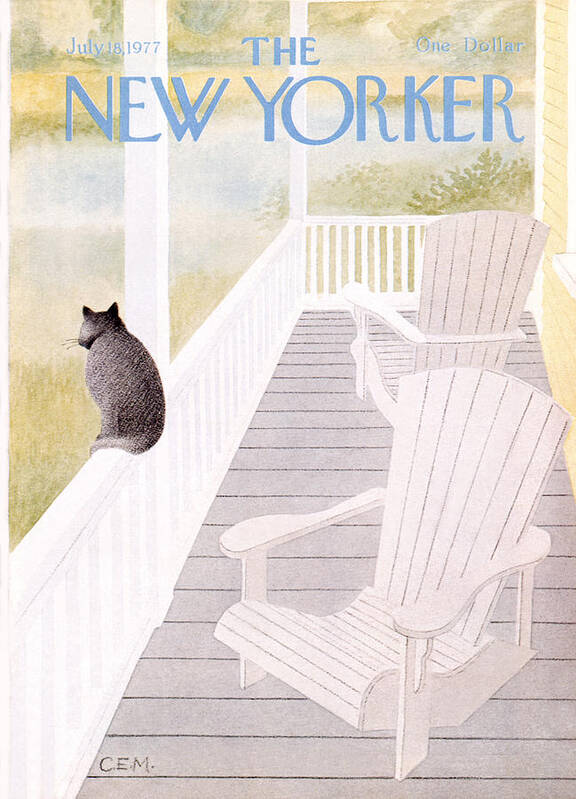 Cat Poster featuring the painting New Yorker July 18th, 1977 by Charles E Martin