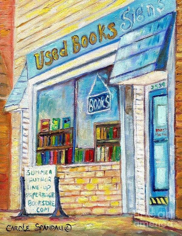 Book Store Poster featuring the painting The Paperbacks Plus Book Store St Paul Minnesota by Carole Spandau