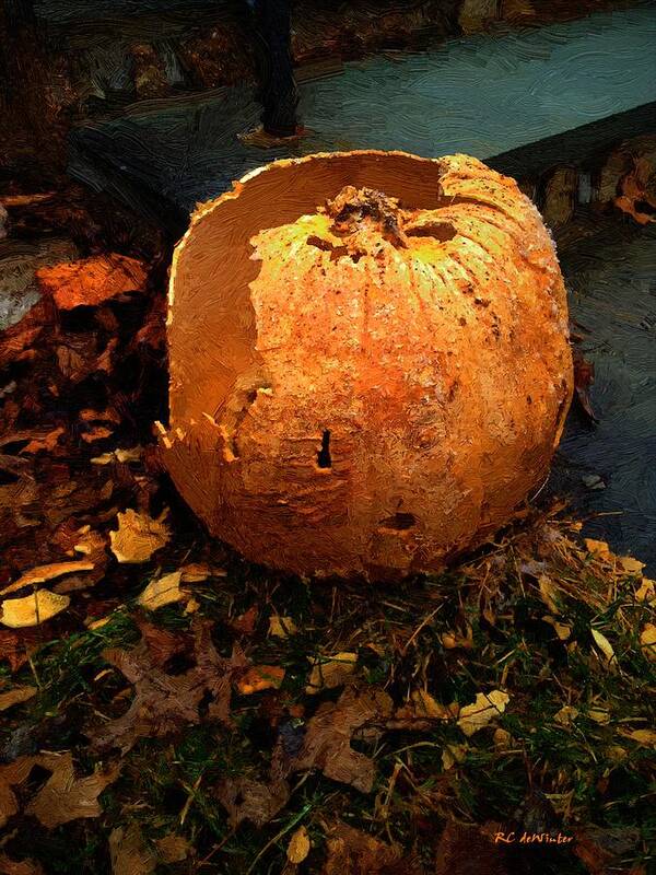 Pumpkin Poster featuring the painting The Pumpkin Shell by RC DeWinter