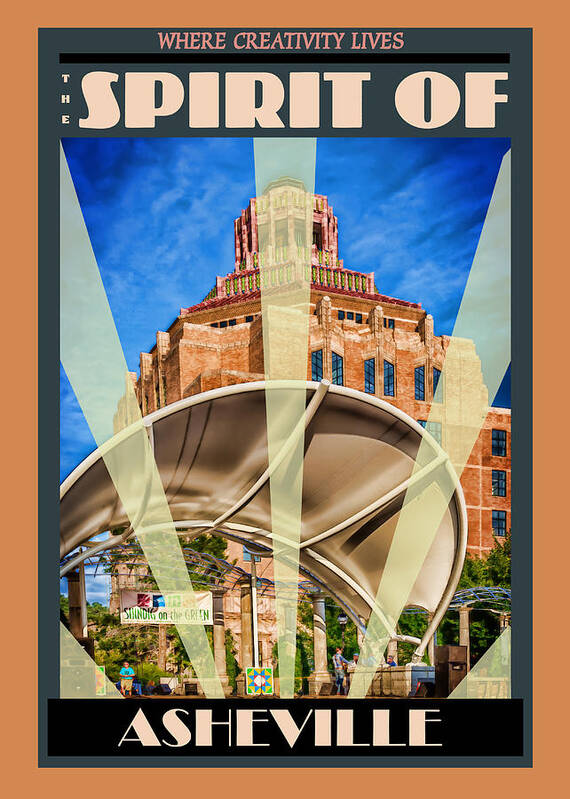 Asheville Poster featuring the digital art The Spirit of Asheville by John Haldane