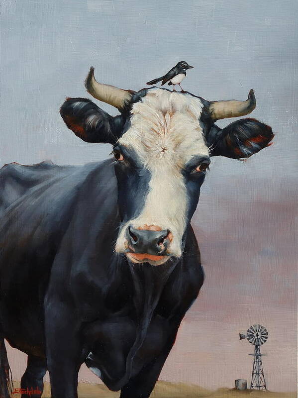 Cow Poster featuring the painting The Stare by Margaret Stockdale