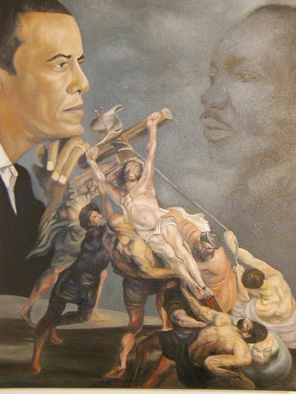 Portrait Poster featuring the painting The Visionary The Dreamer and The Savior by Angelo Thomas
